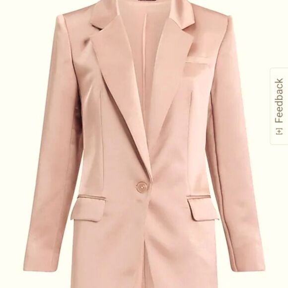 Satin One Button Cinched Boyfriend Blazer - Picture 4 of 5